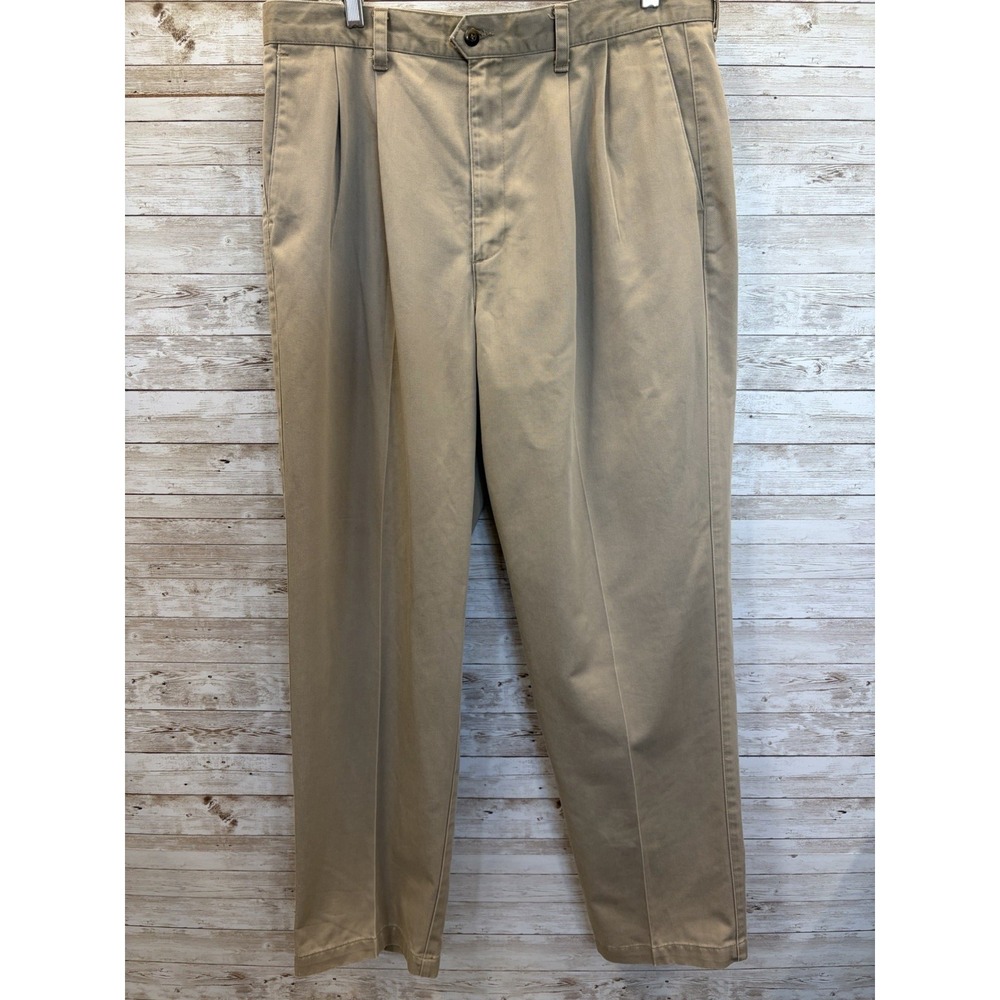 Vintage 1998 Dockers Mens 36x32 Pants Khaki Pleated Twill Cotton Chino
